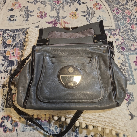 Michael Kors Gray Leather Shoulder Bag with Silver Hardware - Picture 2 of 7